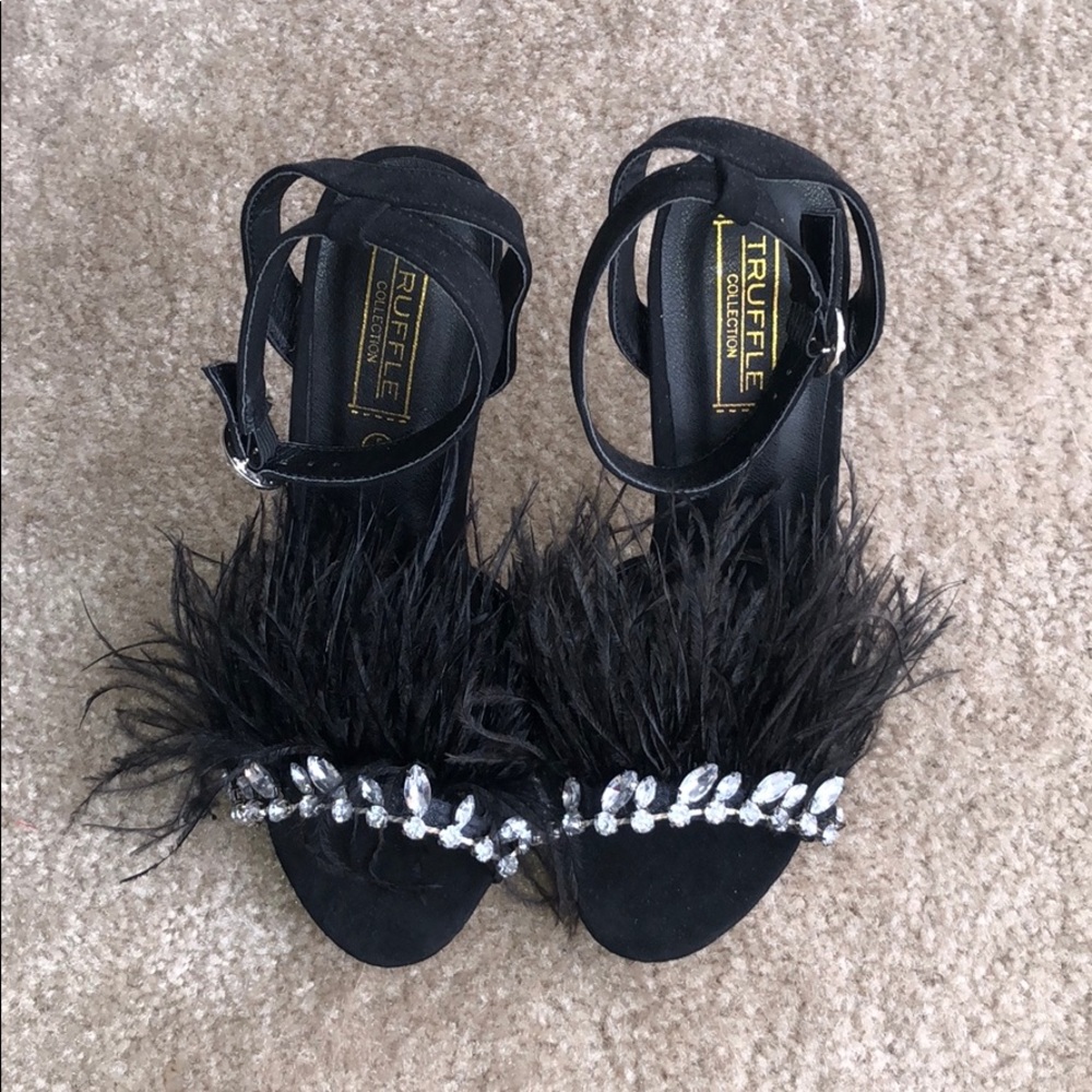 Feather and Rhinestone Heels